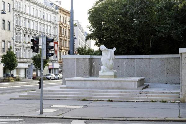 비엔나 오스트리아 2023 슈베르트 Schubert Fountain 음악적 유산을 불멸하는 대리석 — 스톡 사진