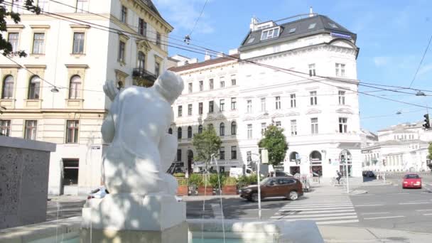 Viena Áustria Ago 2023 Fonte Schubert Esta Fonte Apresenta Uma — Vídeo de Stock