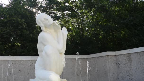 Vienna Austria Aug 2023 Schubert Fountain Fountain Features Marble Girl — Stock Video