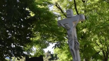 Viyana, Avusturya. 12 Ağustos 2023: Viyana 'daki kaynayan mezarlık, Roma zamanlarına dayanan antik bir mezarlık, tarihin, mimarinin ve kutsal güzelliğin büyüleyici bir karışımı..