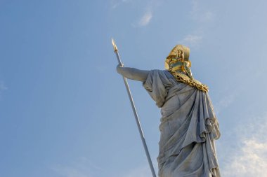Viyana, Avusturya 31 Ağustos 2023. Pallas Athena Brunnen: Athena 'nın Bilgeliği, Avusturya Parlamentosu' nun dışındaki Görkemli Çeşme. (kopyalama alanı)