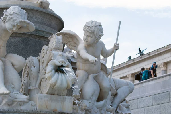 stock image Vienna, Austria 31 Aug 2023. Pallas Athena Brunnen: Athena's Wisdom, The Majestic Fountain Outside the Austrian Parliament. (Detail part of the fountain)
