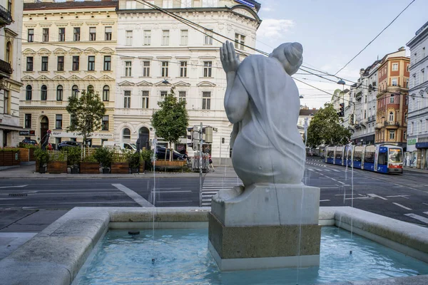 Vienna Austria Ago 2023 Fontana Schubert Questa Fontana Presenta Una — Foto Stock