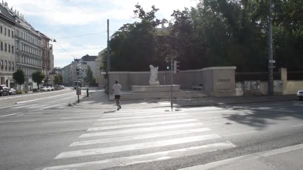 Viyana Avusturya Ağustos 2023 Schubert Fountain Çeşmede Mermer Bir Kız — Stok video