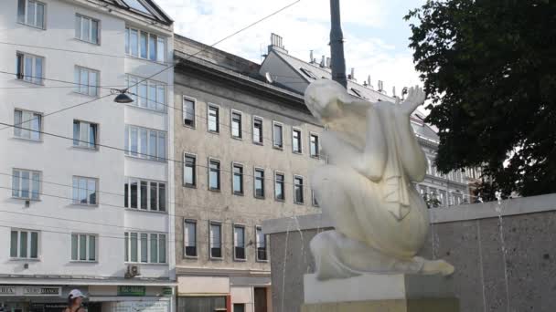 Viena Áustria Aug 2023 Schubert Fountain Esta Fonte Apresenta Uma — Vídeo de Stock