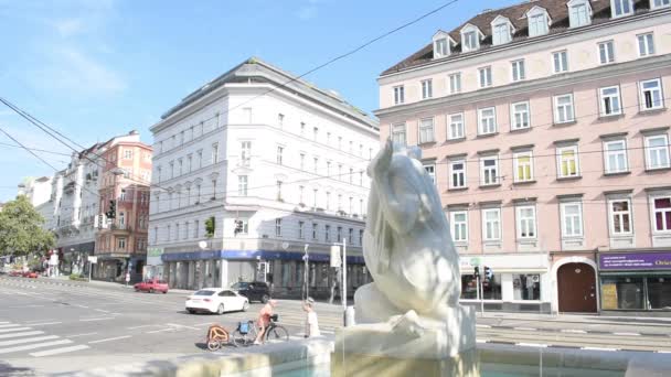 Vienne Autriche Août 2023 Fontaine Schubert Cette Fontaine Dispose Une — Video