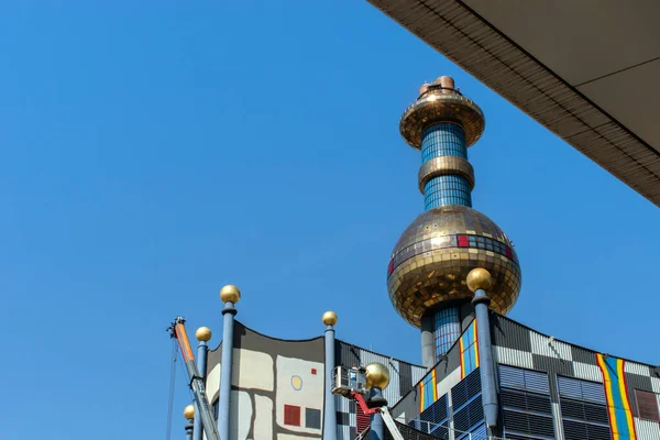 Viena Áustria Set 2023 Fábrica Incineração Resíduos Spittelau Hundertwassers Criação Imagens De Bancos De Imagens