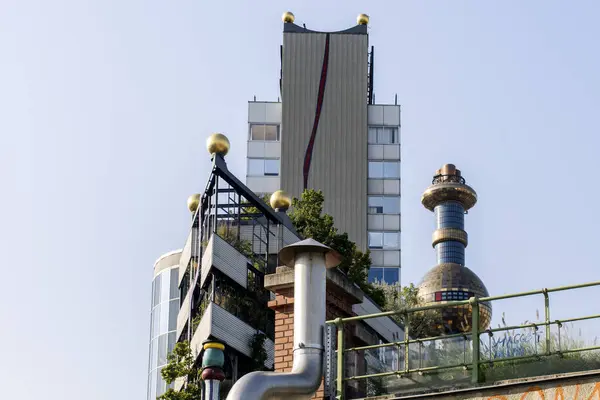 Wien Austrien Sep 2023 Spittelau Avfallsförbränningsfabrik Hundertwassers Ikoniska Skapande Vienna — Stockfoto