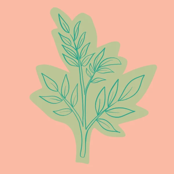 Zöld Levelek Illusztrációja Rózsaszín Alapon — Stock Fotó