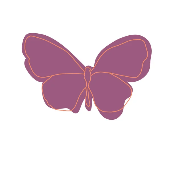 Mariposa Púrpura Minimalista Ilustración Línea Arte — Foto de Stock