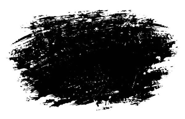 Textura Pincelada Tinta Negra Dibujada Mano Aislada Sobre Fondo Blanco — Vector de stock