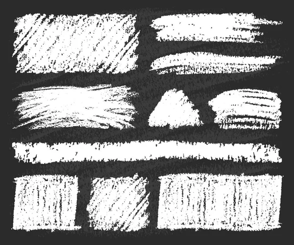 Векторный Набор Меловых Фигур Прямоугольник Овал Штрихи Полосы Абстрактные Белые — стоковый вектор