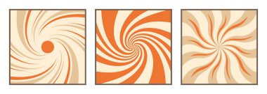 Fevkalade özgeçmişleri var. Retro 60 'lar 70' ler psikedelik funky kapak tasarımı. Y2K tarzında soyut kare posterler. Yazdırma şablonları veya tekstil için vektör duvar kağıdı koleksiyonu.