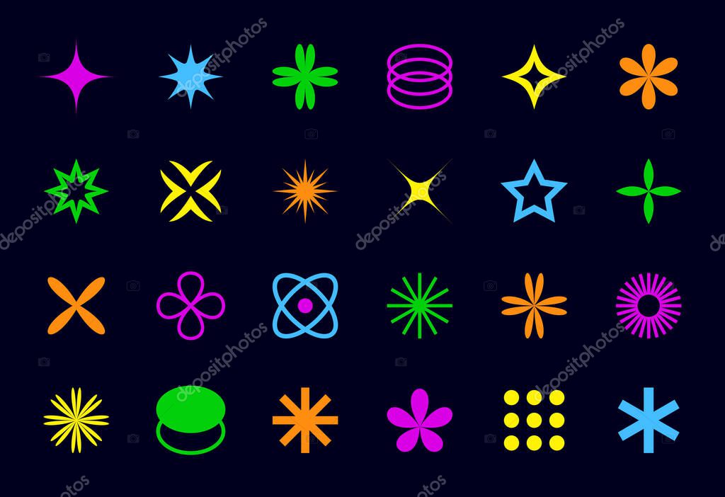 Abstract geometric shapes collection. Vector set of brutalist minimalistic design elements. Contemporary aesthetic basic Y2K figures for swiss design