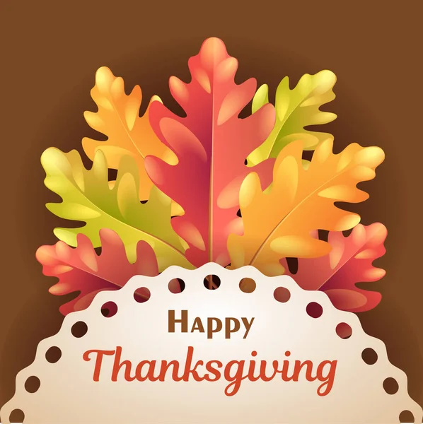 Happy Thanksgiving Day Holiday Banner Greeting Text Lacy Frame Autumn — Stock Vector