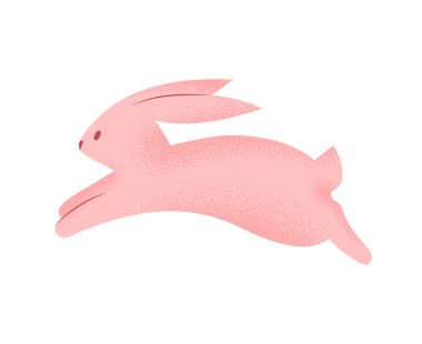 Beyaz arka planda izole edilmiş Paskalya tavşanı karakteri. Kumlu dokuya sahip modern tarzda vektör illüstrasyonu. Sevimli etiket ya da tasarım ögesi