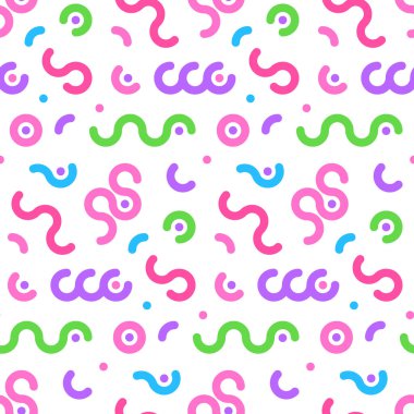 Beyaz arka planda parlak kıvrımlı çizgilerin renksiz deseni. Moda minimalist tarzında vektör illüstrasyonu.