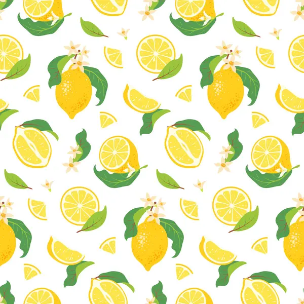 Şeffaf arka planda yaprakları ve çiçekleri olan limonsuz bir desen. Yaz mutfağı kumaşı, ambalaj ve organik tema için kanlı narenciye tasarımı. Düz biçimli vektör illüstrasyonu