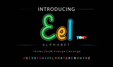 Funky renkli karikatür yazı tipi. vektör alfabesi