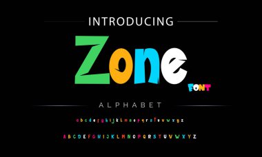 Funky renkli karikatür yazı tipi. vektör alfabesi