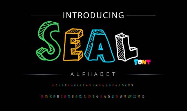 Funky renkli karikatür yazı tipi. vektör alfabesi