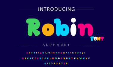 Funky renkli karikatür yazı tipi. vektör alfabesi