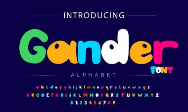 Funky renkli karikatür yazı tipi. vektör alfabesi