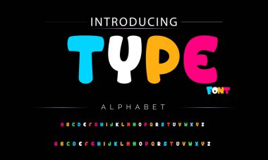 Funky renkli karikatür yazı tipi. vektör alfabesi