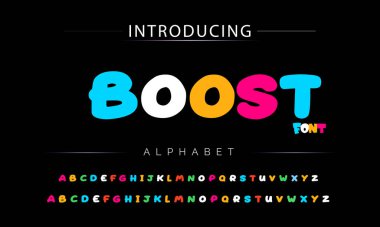 Funky renkli karikatür yazı tipi. vektör alfabesi