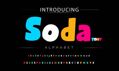 Funky renkli karikatür yazı tipi. vektör alfabesi