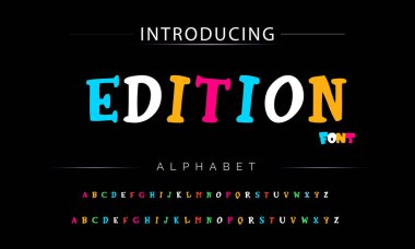 Funky renkli karikatür yazı tipi. vektör alfabesi