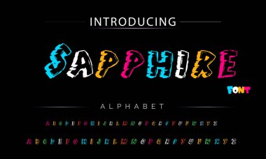 Funky renkli karikatür yazı tipi. vektör alfabesi