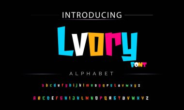 Funky renkli karikatür yazı tipi. vektör alfabesi