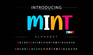 Funky renkli karikatür yazı tipi. vektör alfabesi