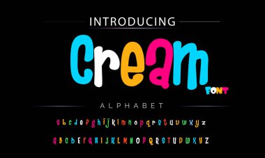 Funky renkli karikatür yazı tipi. vektör alfabesi