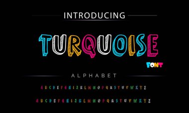 Funky renkli karikatür yazı tipi. vektör alfabesi