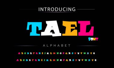 Funky renkli karikatür yazı tipi. vektör alfabesi