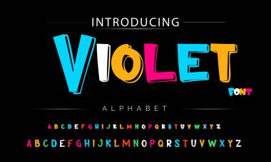 Funky renkli karikatür yazı tipi. vektör alfabesi