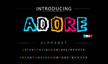 Funky renkli karikatür yazı tipi. vektör alfabesi