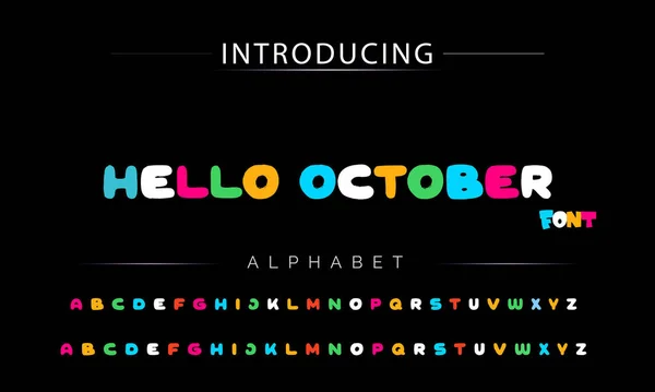 Funky colorful cartoon font type. Vector alphabet
