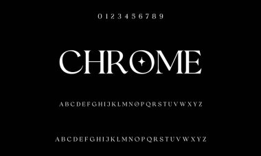 Lüks alfabe harfleri yazı tipi ve numarası. Tipografi zarif düğün klasik harfleri serif yazı tipleri dekoratif antika konsepti. Vektör illüstrasyonu. Minimalist Moda Harfi. Zarif alfabe harfleri serif yazı tipi ve sayı.