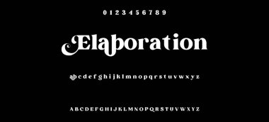 Lüks alfabe harfleri yazı tipi. Tipografi zarif düğün klasik harfleri serif yazı tipleri dekoratif antika konsepti. Vektör illüstrasyonu. Kraliyet, zarif bir alfabe yazı tipi ve numarası. Premium büyük moda tasarım tipografisi. vektör illüstrasyonu