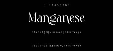 Zarif Yazı Tipi Küçük Harf ve Numara. Klasik Harfler Minimum Moda Tasarımı. Tipografi modern serif yazı tipleri normal dekoratif vintage konsepti. Vektör illüstrasyonu.luxiva, lüks tip yazı tipi ve alfabe vektörü kümesi