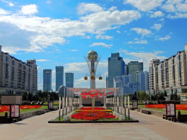 Bayterek Kulesi, Binalar. Nurzhol Bulvar Kazakistan Astana 2017. Yüksek kalite fotoğraf 