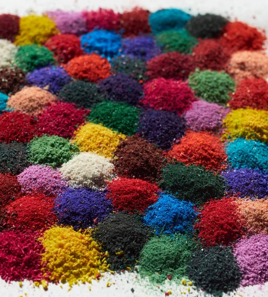 Colorful Rangoli Powder for Sale on Kathmandu Street Market Stock