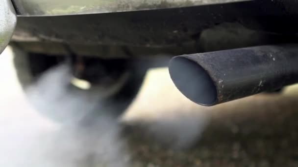Układ Wydechowy Rury Samochodowej Wytwarzający Dym Gazowy Dwutlenek Węgla Globalny — Wideo stockowe