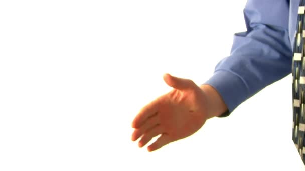 Two Businessmen Shaking Hands Office Business Deal Trust Friendship Greeting — Stock Video