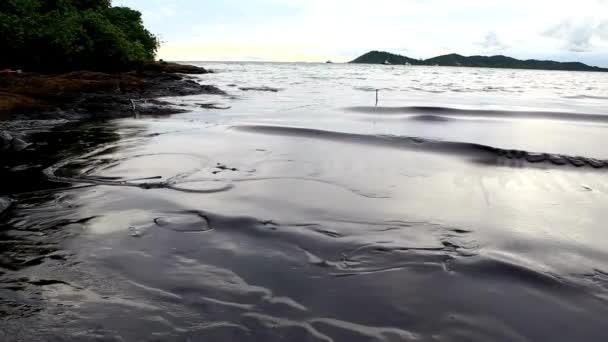 Umweltverschmutzung Strand Ölaustritt Küstenkatastrophe Umweltschäden Durch Industrie — Stockvideo