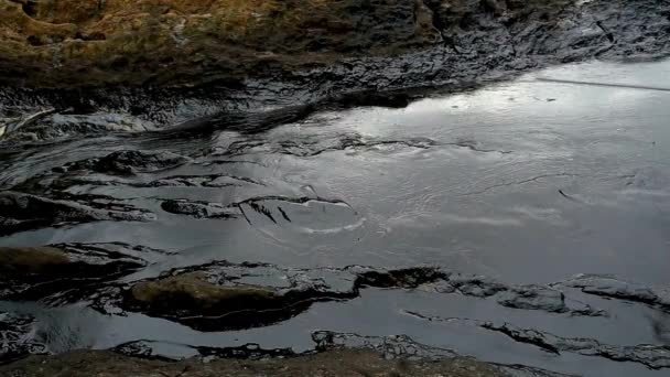 Playa Contaminación Derrame Petróleo Fugas Desastre Costero Daño Ambiental Por — Vídeos de Stock