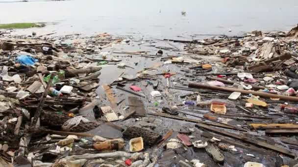 Okyanuslardaki Atık Çöp Kirliliği Deniz Plastik Kirliliği Veya Deniz Atıkları — Stok video